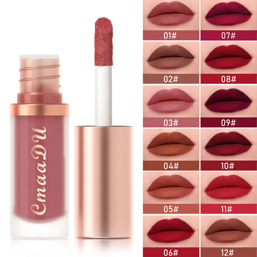 CmaaDu 12 couleurs longue durée lèvres sens couleur maquillage rouge à lèvres imperméable mat velours brillant à lèvres