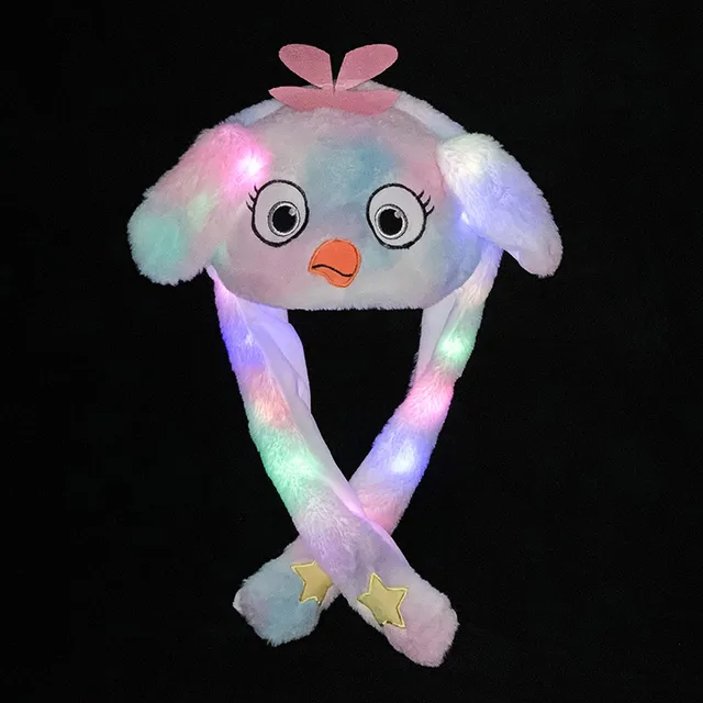 Chapeau de lapin en peluche pour filles, chapeau de lapin mignon, oreille mobile, chapeau de saut, casquette d'éclairage, 1PC – Image 2