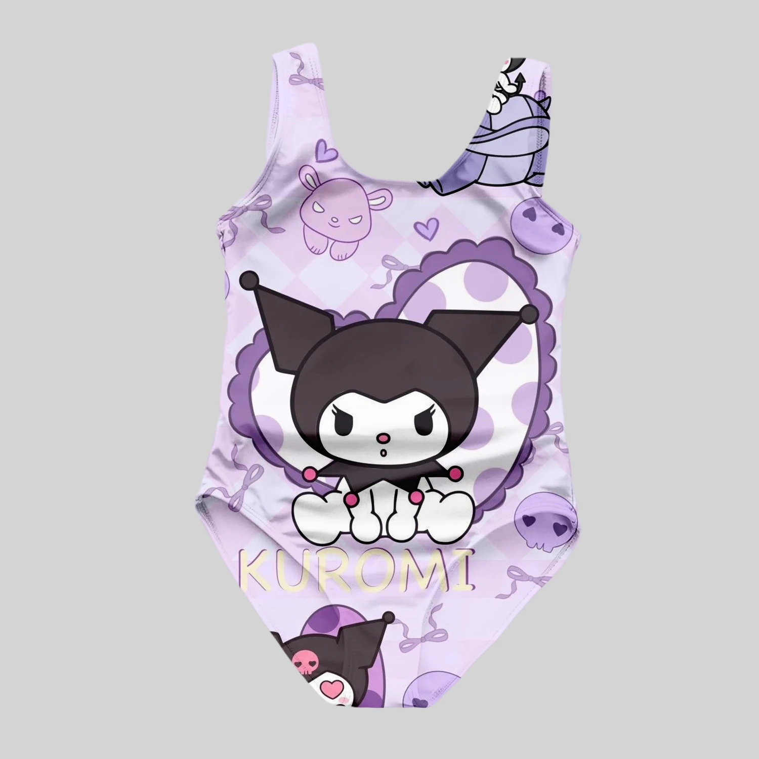 MINISO-Maillot de bain une pièce pour filles, imprimé dessin animé mignon Kurome, à la mode, pour femmes et enfants, 2024