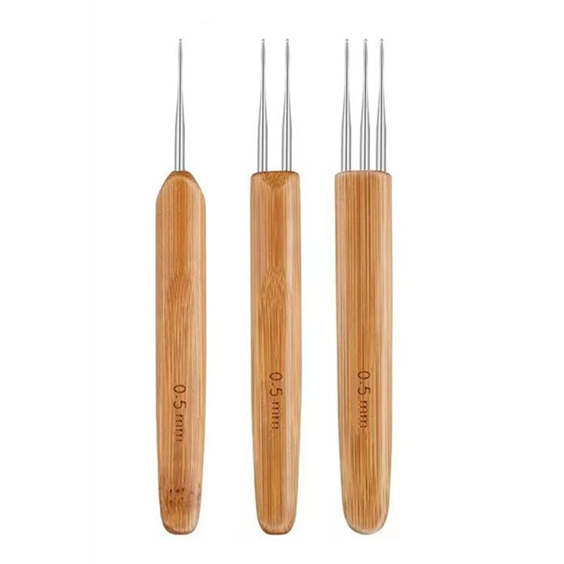 1 pièce 0.5mm/0.75mm Dreadlock Crochet bois Crochet aiguilles cheveux Dreadlocks outil pour tresse artisanat