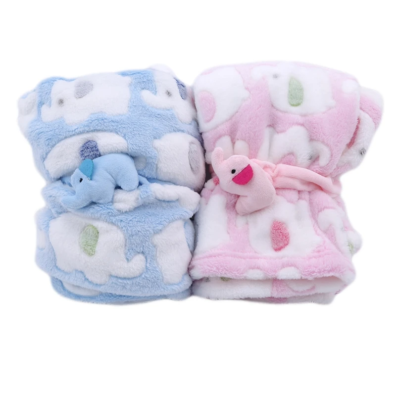 Couverture de dessin animé pour bébé éléphant mignon, produits pour bébé, nouveau-né, climatisation, lieux de couette, oreiller en velours, courtepointe, utilisation pour les touristes