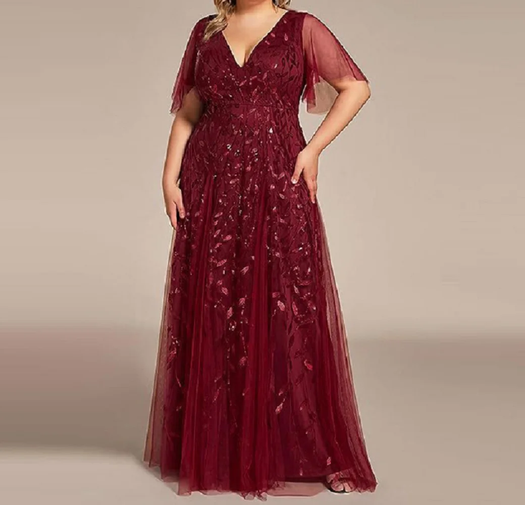 Robe de mère de la mariée avec appliques, col en V, élégante robe de soirée formelle, grande taille, robe de mère pour mariage, robe de Rh, robe de cocktail