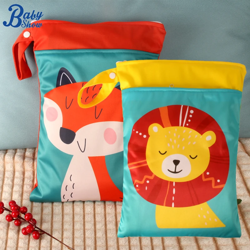 Babyshow 1PC lavable humide sec sac humide pour couches de bébé couches imperméable réutilisable sac à couches avec deux fermetures éclair 25 cm x 35 cm