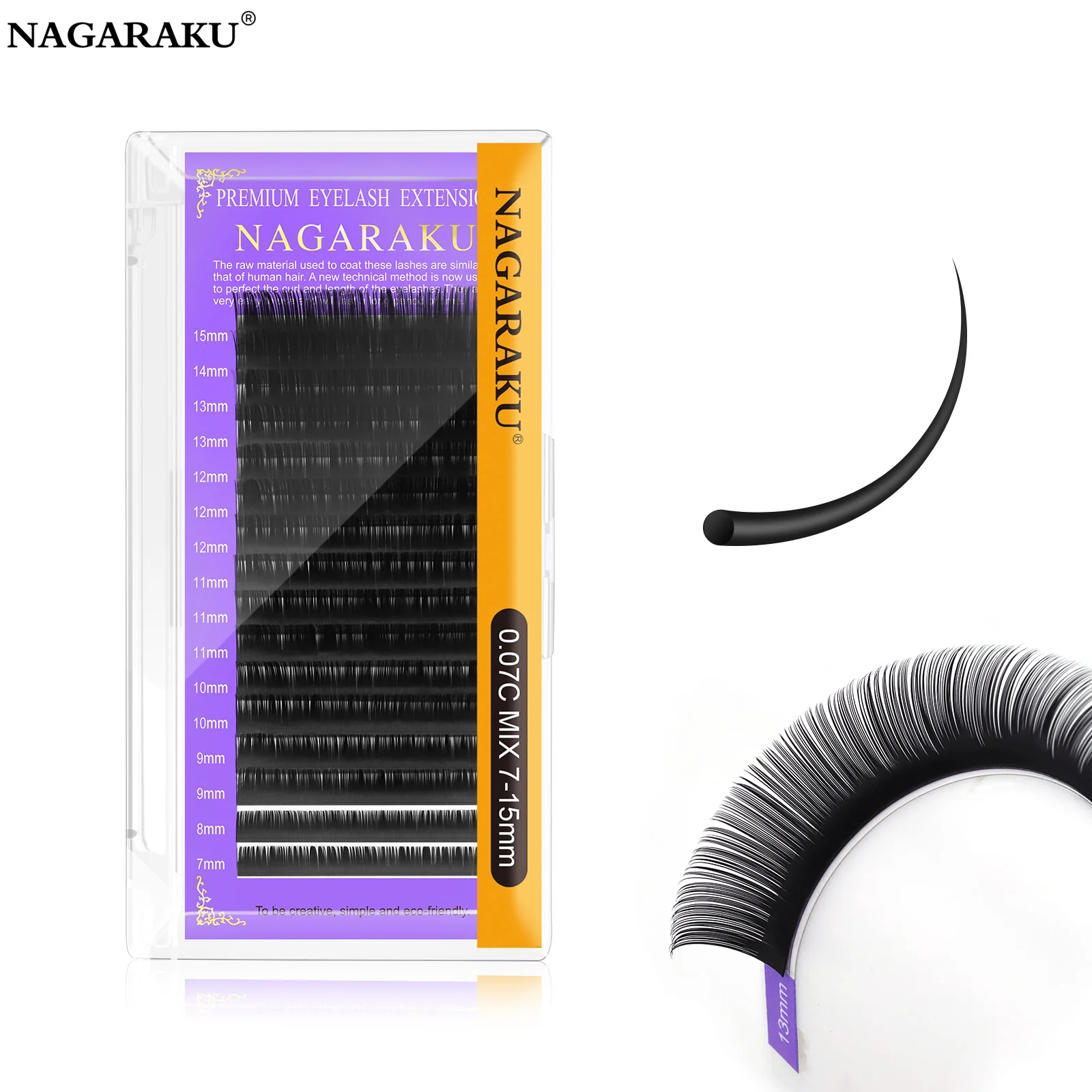 NAGARAKU-Extensions de Cils Individuels, Premium, Classique, Noir, Naturel, Doux, 256