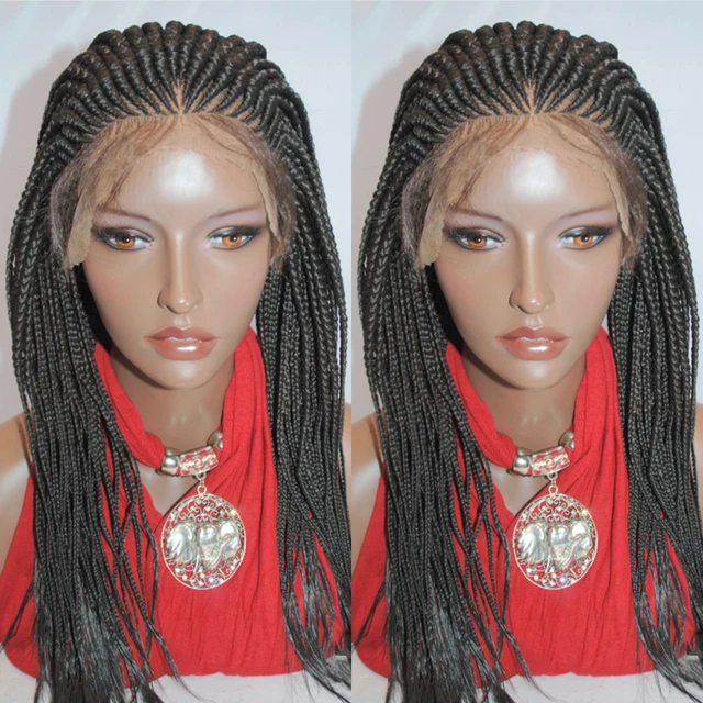 Cornrow Braid Wig Lace Front Wigs Box Braided Wigs New Synthetic for Black Women Knotless Braids Party Wig Baby Hair Daily Use – Image 2