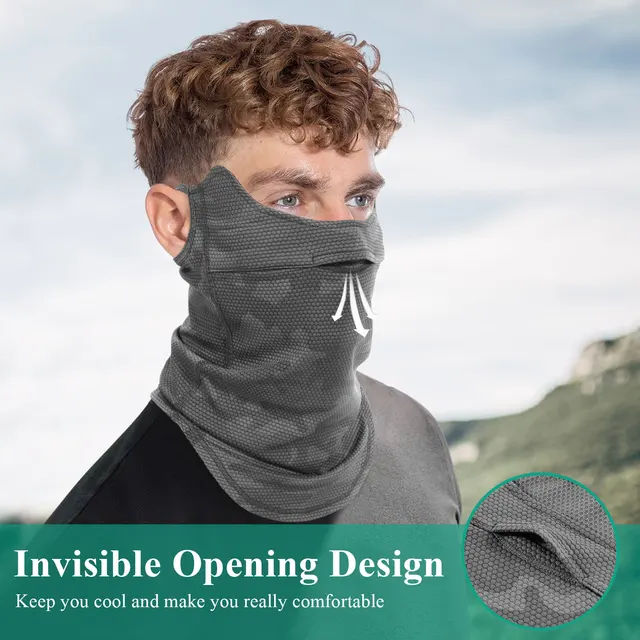 Masque facial de protection solaire pour l'été, bandana cool pour les oreilles, écharpe de sport pour la randonnée, le camping, la pêche, le vélo, le ski, la couverture du cou – Image 3