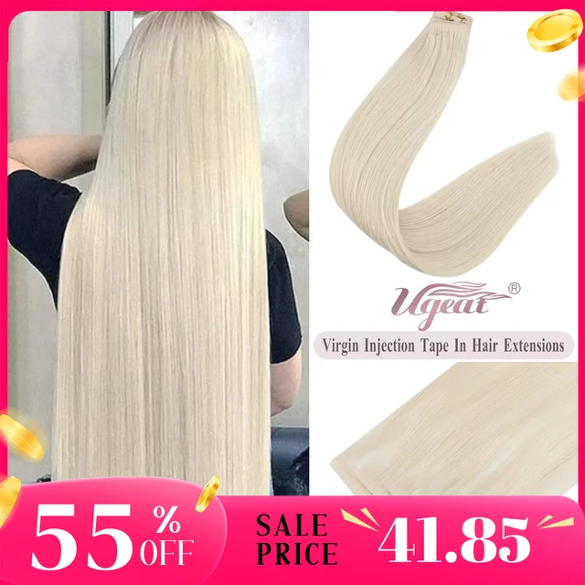 [12 mois] Ugeat ruban Invisible dans les Extensions de cheveux humains 10A Grade sans couture peau trame Injection vierge bande dans les cheveux 2.5 g/pièces