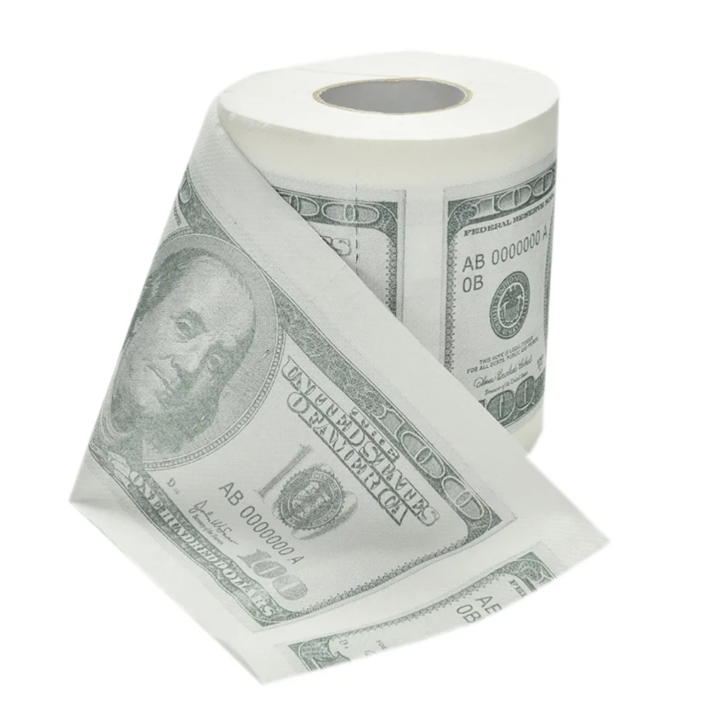 Papier toilette pour billets de cent dollars, nouveauté amusante, 100 $ TP, rouleau d'argent, cadeau Gag