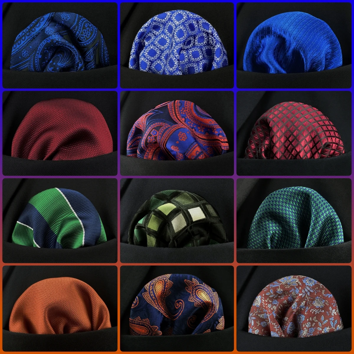 Nouveau coloré hommes poche carré multicolore point Paisley classique mariage soie mouchoir affaires Jacquard Hanky