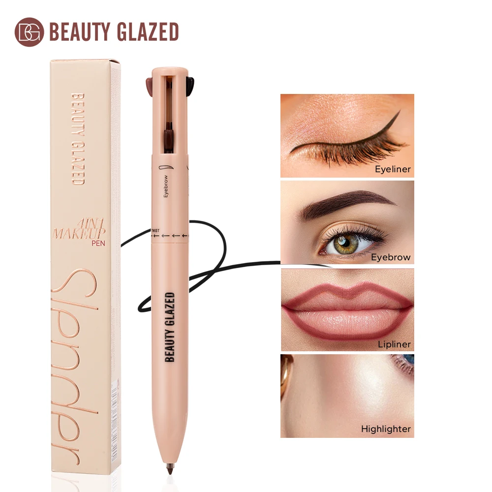 Beauty Glazed – crayon de maquillage multifonctionnel, crayon à sourcils, Eyeliner, surligneur, stylo à bille de maquillage 4 en 1, finition mate