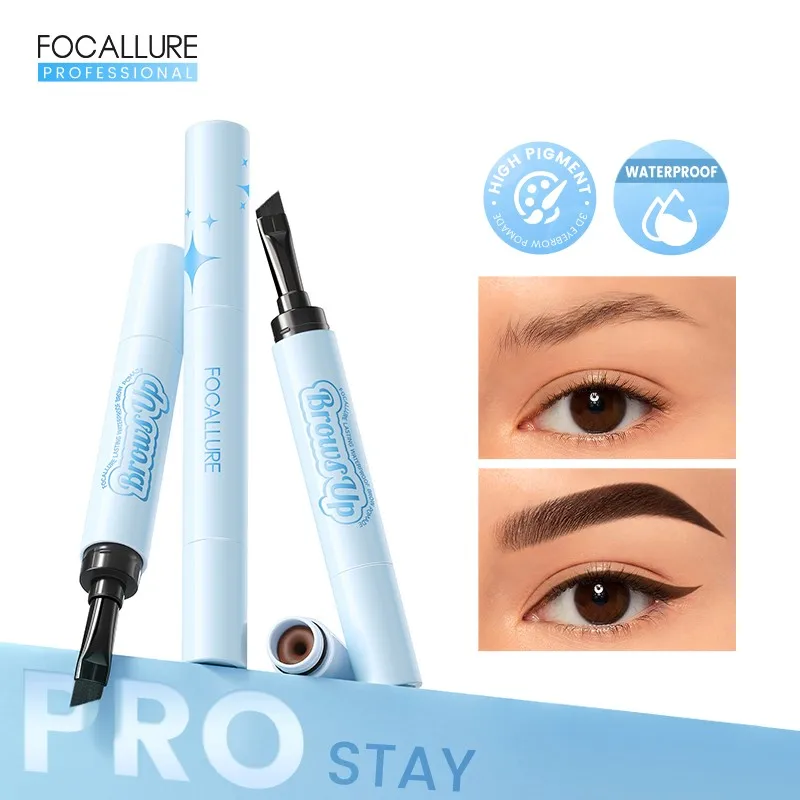 FOCALLURE 2 en 1 crème à sourcils brosse stylo Eyeliner crayon imperméable longue durée 3 couleurs sourcil Gel rehausseurs maquillage cosmétiques