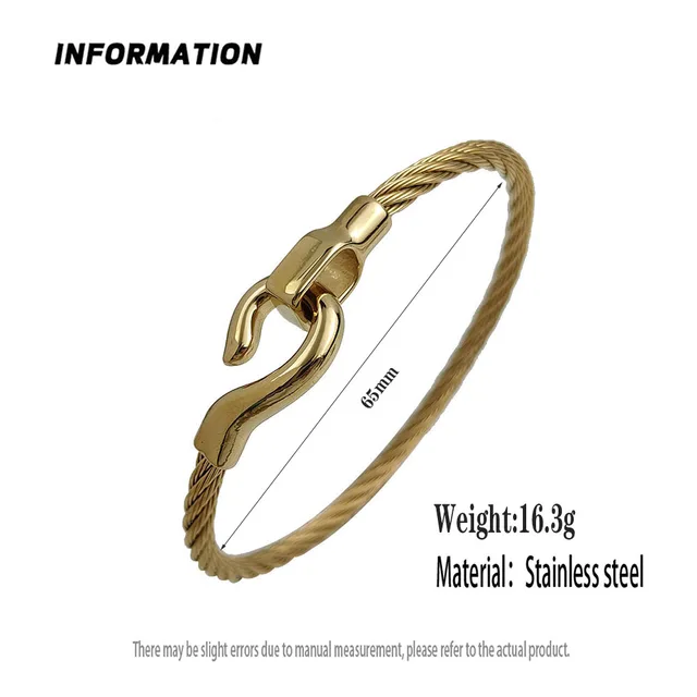 Fashionable braided hanging buckle stainless steel metal bracelet, gold-plated 18K stainless steel female hand jewelry – Image 2