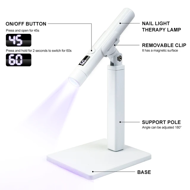 Lampe LED UV professionnelle pour ongles, bureau avec affichage, Mini support de sèche-ongles Portable et Rechargeable, lampe UV amovible pour Nail Art – Image 2