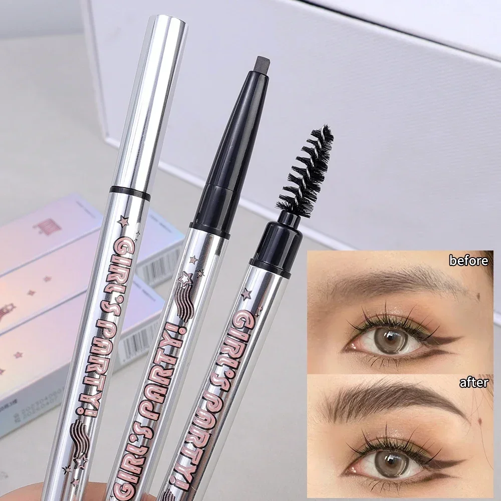 Crayon à sourcils rotatif gris marron, imperméable, durable, Triangle sans floraison, lisse, mat, Double tête, stylo de tatouage, maquillage