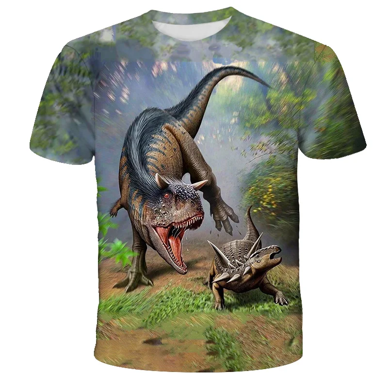 Nouveaux enfants Kawaii Triceratops et tyrannosaure Rex T-shirt imprimé en 3D Jurassic World dinosaure T-shirt enfants mode T-shirts