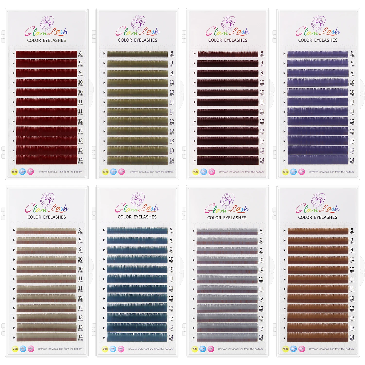 GLAMLASH – faux cils colorés gris Morandi, Extension de cils naturels individuels