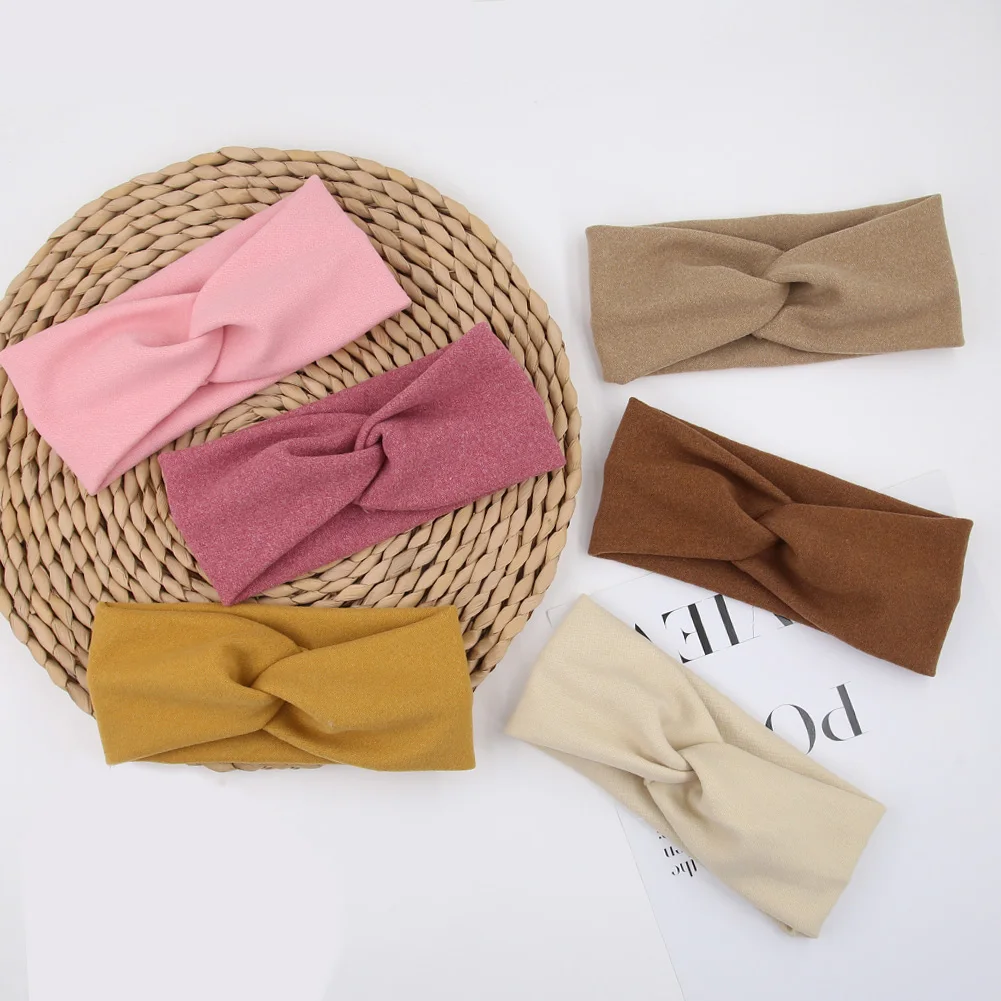 Bandeaux côtelés solides pour bébé, bandeaux noués en Faux cachemire, couvre-chef large, couvre-chef pour enfants, garçons et filles, accessoires de cheveux