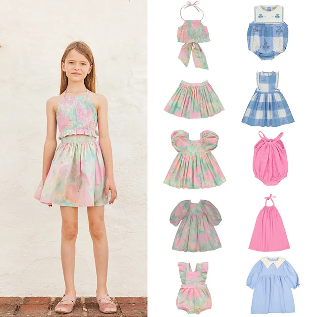 Bebe – robe d'été pour filles, tenue de princesse à manches courtes, à la mode, teinture par nouage, barboteuse pour bébé, nouvelle collection 2025 – Image 2