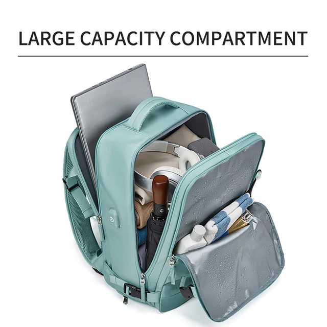 Femmes sac à dos pour ordinateur portable 15.6 pouces adolescente USB charge école sac à dos sac à chaussures indépendant voyage sac à dos en plein air sac à dos – Image 2
