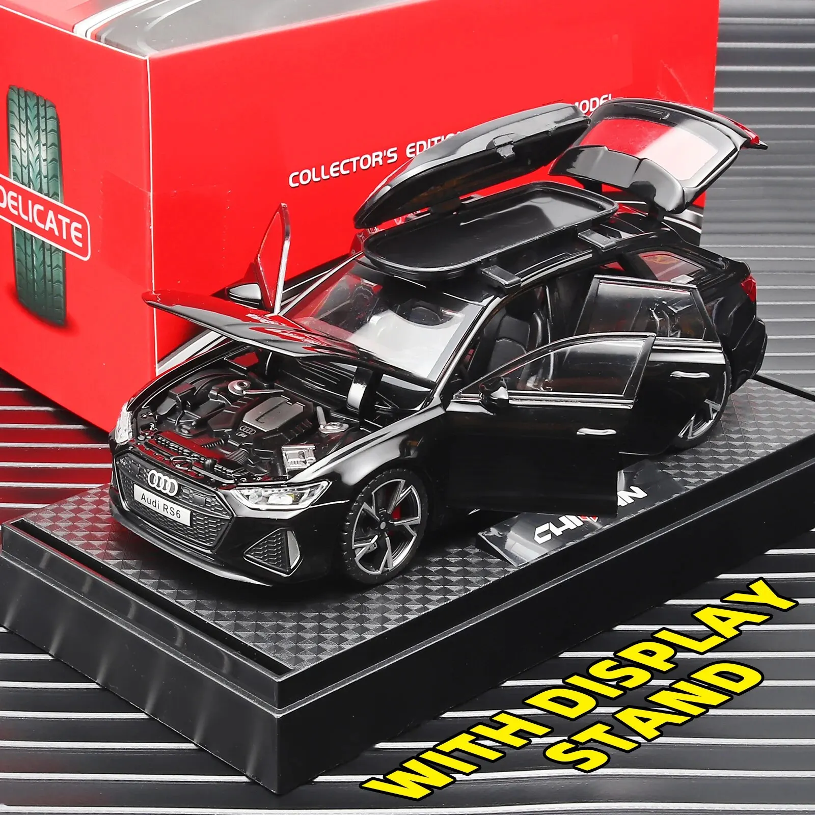 Modèle de voiture RS6 1:32, édition noire : personnalisé pour les enfants, simulation réaliste, métal moulé sous pression, cadeau parfait pour les garçons