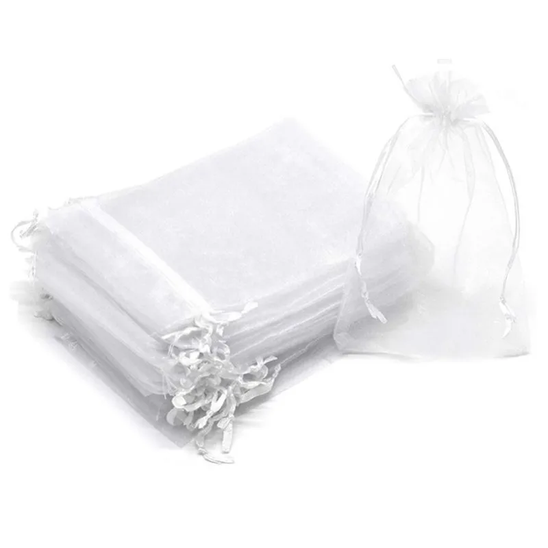 Sacs en maille à cordon de serrage, 20 pièces, emballage de bonbons de noël, bijoux cosmétiques, sac cadeau de poche de mariage, pochette en Organza multicolore à tirer