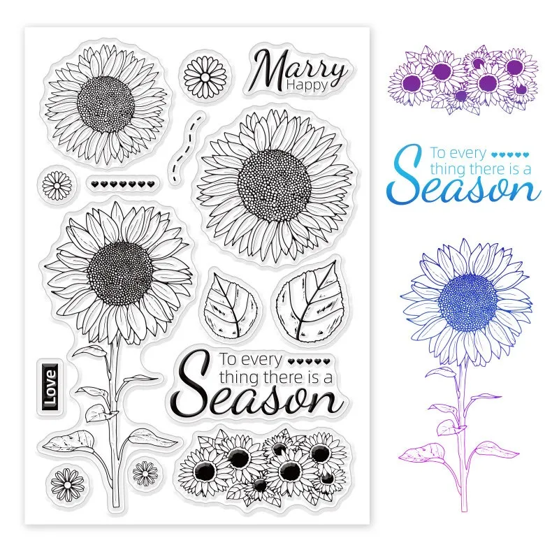 1Sheet Sunflower Clear Stamps Transparent Silicone Stamp for Card Making Decoration and DIY Scrapbooking