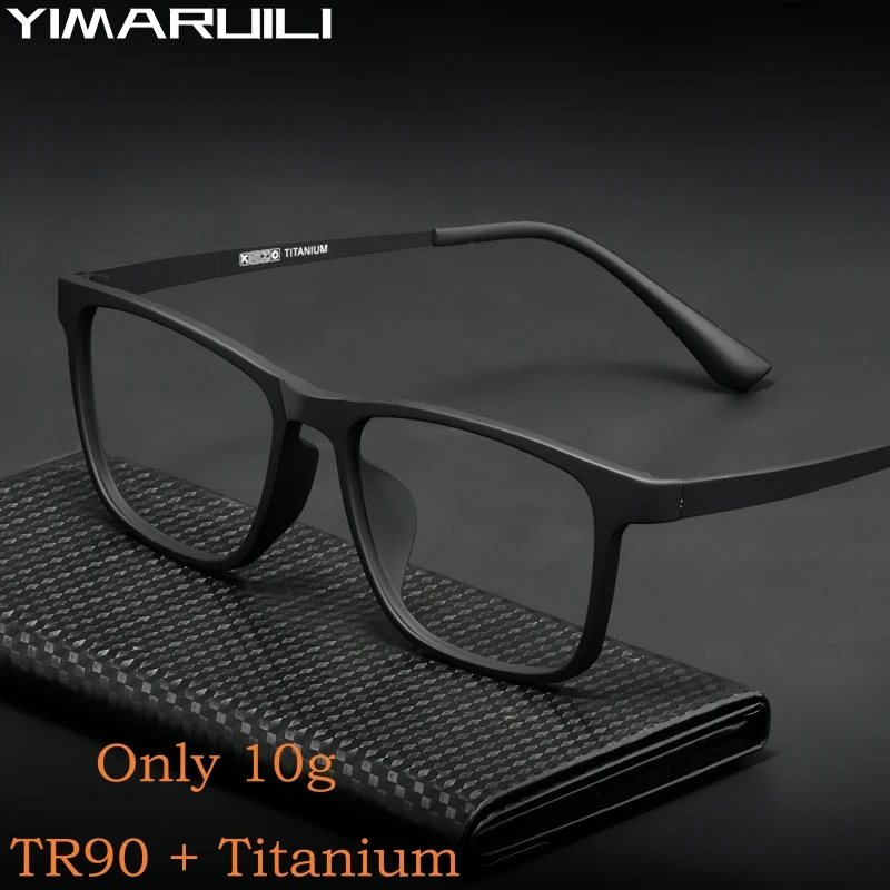 YIMARUILI Ultra léger mode hommes lunettes montures carré confortable pur titane optique Prescription grandes lunettes HR3068