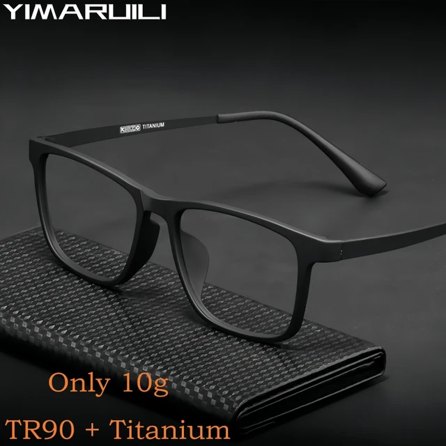 YIMARUILI Ultra léger mode hommes lunettes montures carré confortable pur titane optique Prescription grandes lunettes HR3068