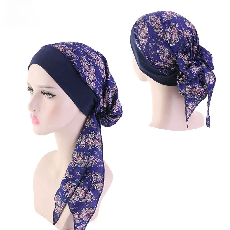 Nouveau chapeau foulard en soie d'imitation, chapeau tressé bandeau élastique, chapeau de Pirate Hijabs pour femme Bandana Hombre Hijab sous-capuchon