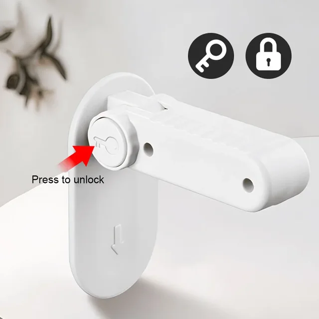 Serrure à levier de porte universelle, poignée Anti-ouverture, serrures de sécurité pour enfants et bébés, sans poinçon, multifonction, bouton caché, boucle, serrure de sécurité – Image 3