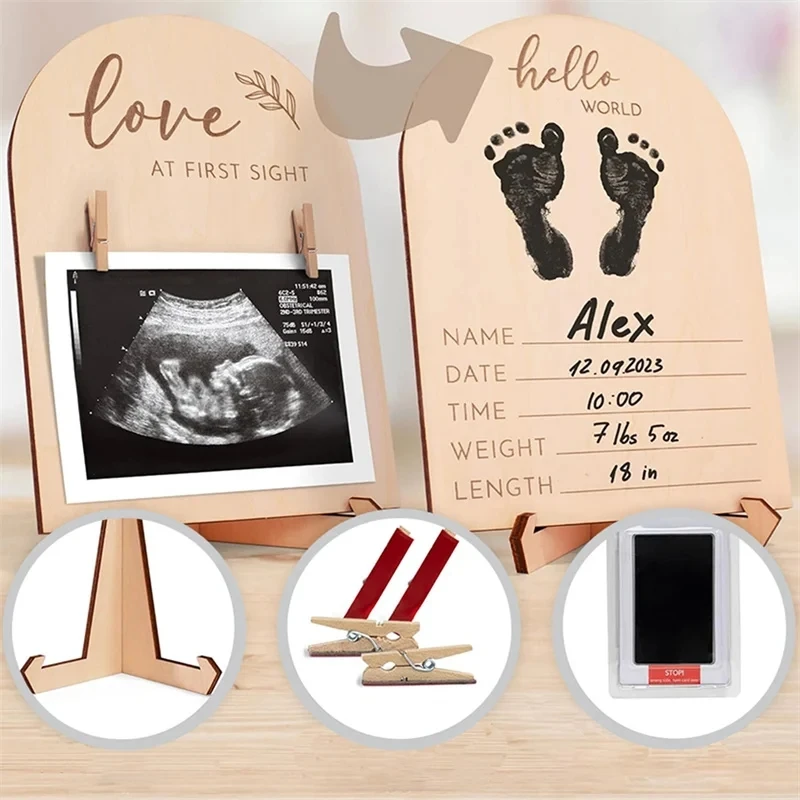 Cadre photo en bois à ultrasons pour bébé et mère, affichage commémoratif, échographie B, nouveau