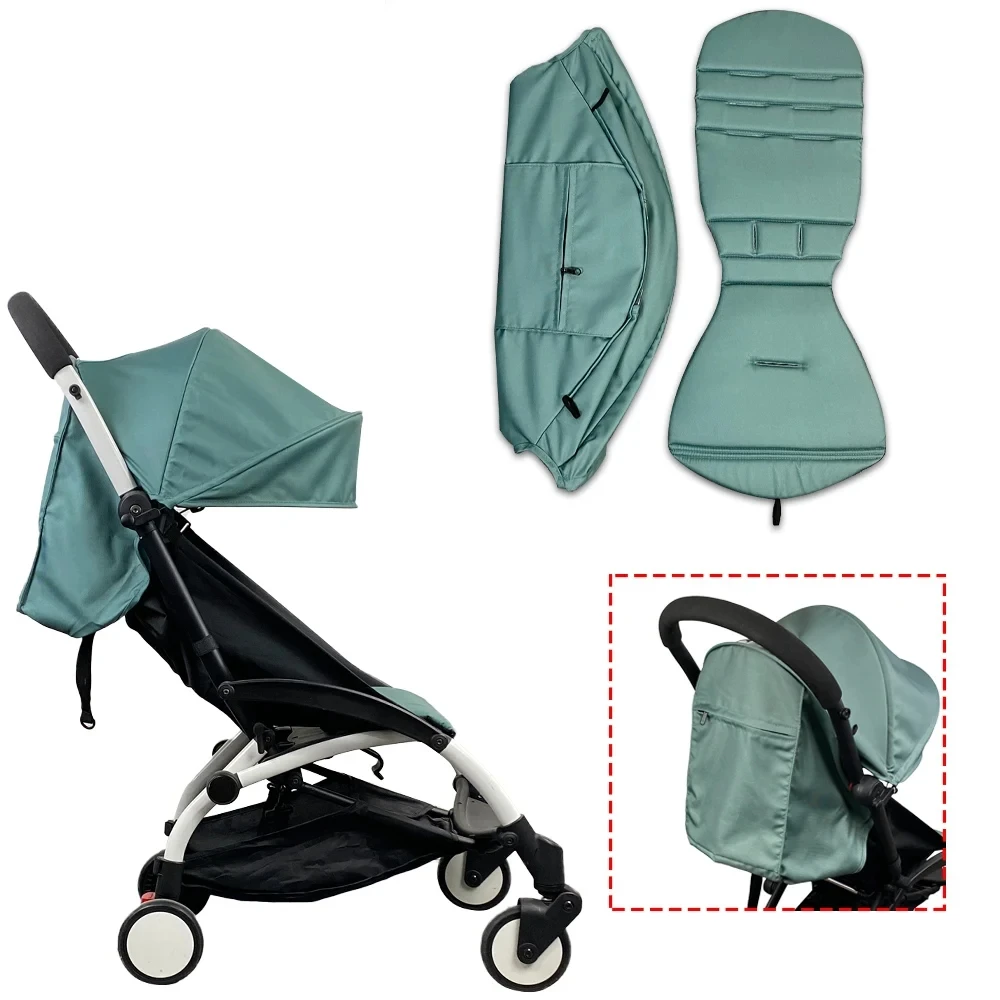 175 accessoires de poussette housse d'auvent coussin de siège pour babyyoya babytime housse de pare-soleil matelas de siège avec poche arrière à fermeture éclair