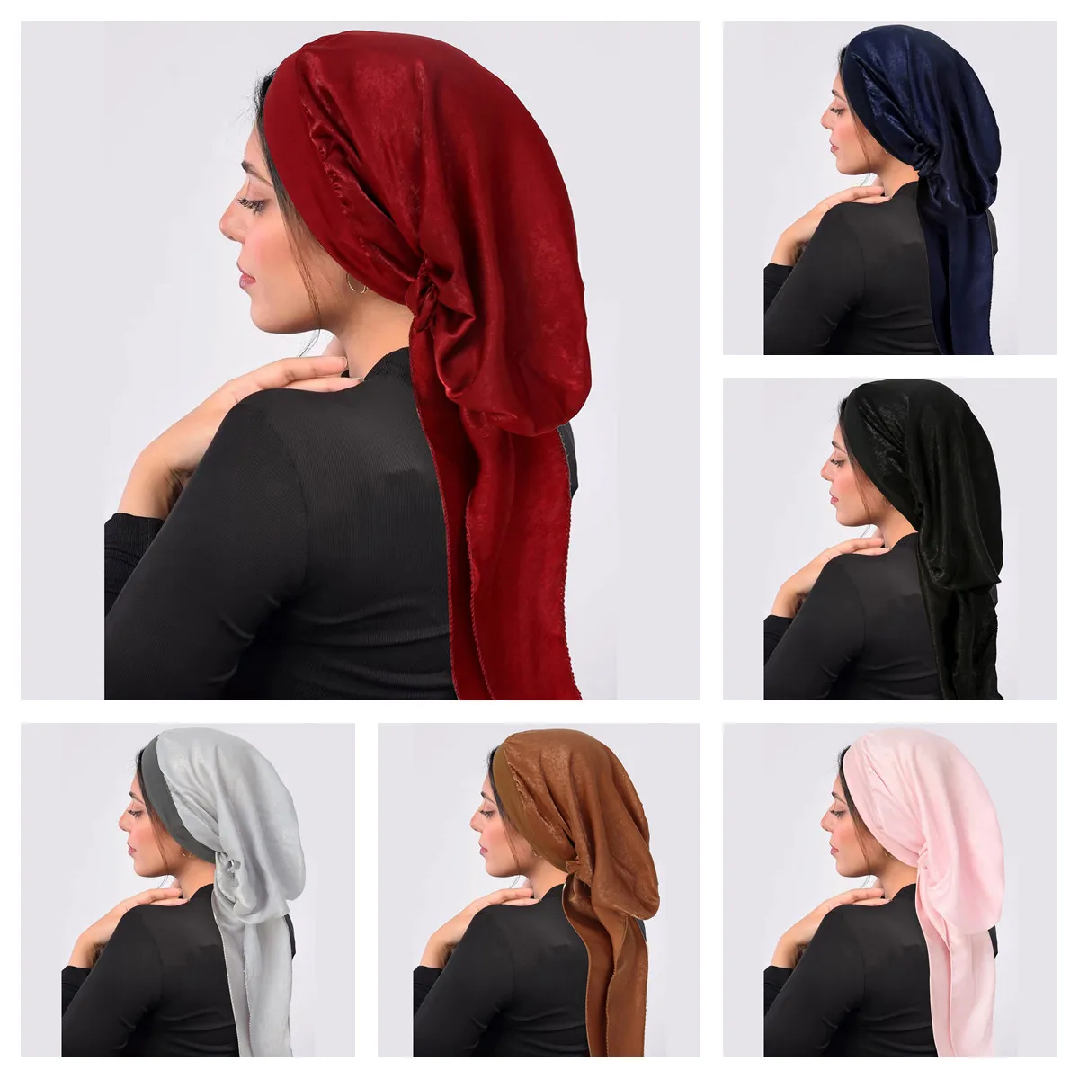 Casquette de chimio contre le Cancer pour femmes musulmanes, Turban, bonnet islamique, enveloppe de tête, longue queue, à volants, Bandana pré-attaché, Tichel, couvre-chef, nouvelle collection 2025