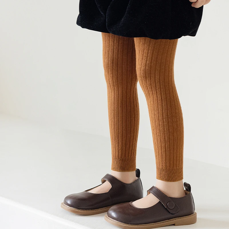 Leggings sans pieds pour filles, collants, tricots, doux, neuf points