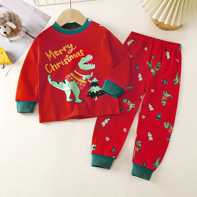 Nouveaux enfants garçons filles pyjama ensembles à manches longues mignon t-shirts hauts avec pantalons enfant en bas âge bébé dormir vêtements ensembles joyeux noël