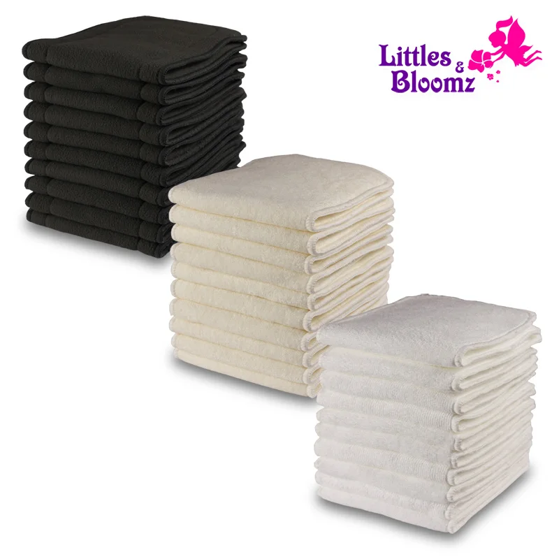 [Littles & Bloomz] 10 pièces Inserts lavables réutilisables Boosters doublures pour couches en tissu de poche couche-culotte Microfibre insérer de charbon de bambou