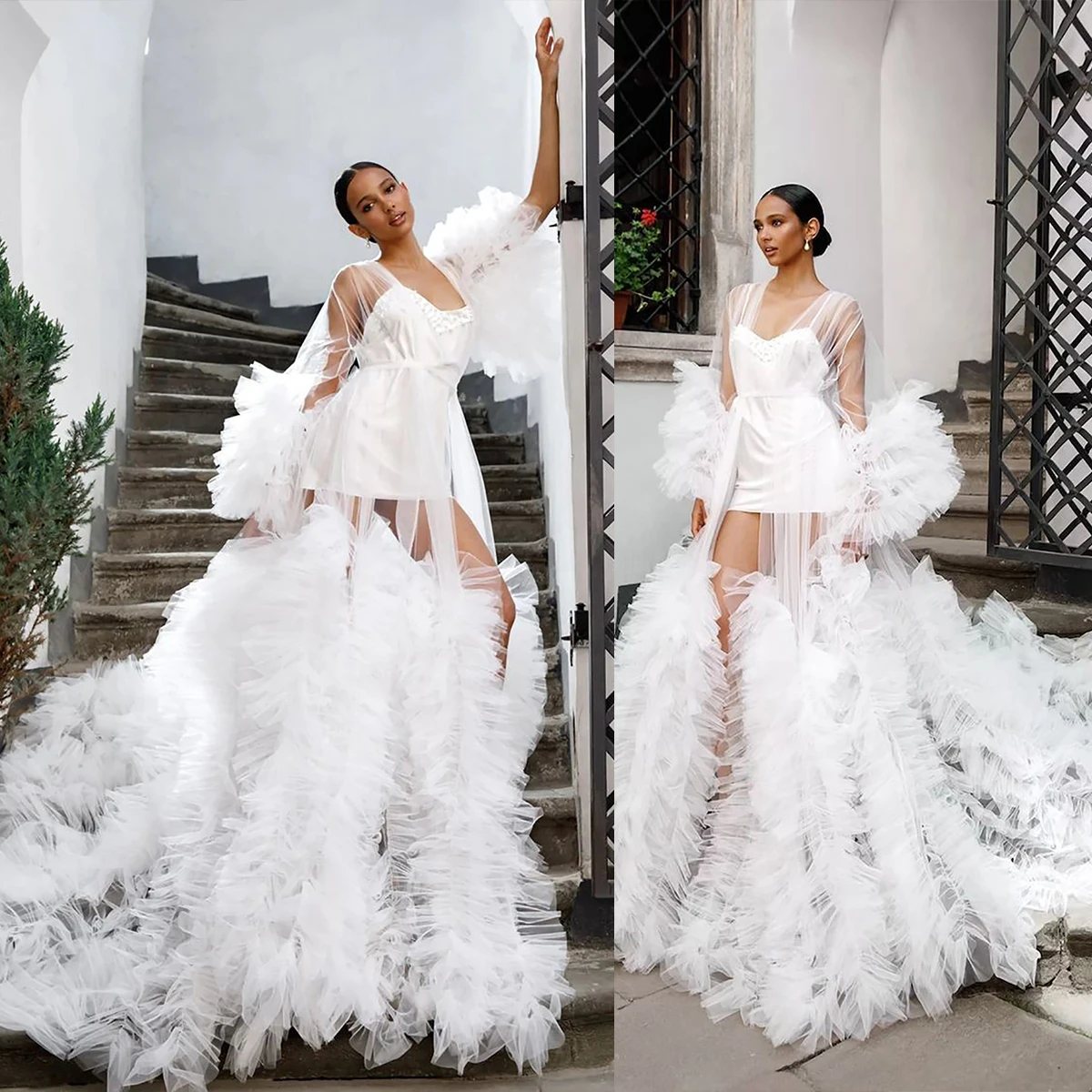 Robe de maternité blanche bouffante en Tulle, robe de bal, pour séance Photo, Baby Shower, Boudoir pur, photographie de mariage, lune de miel