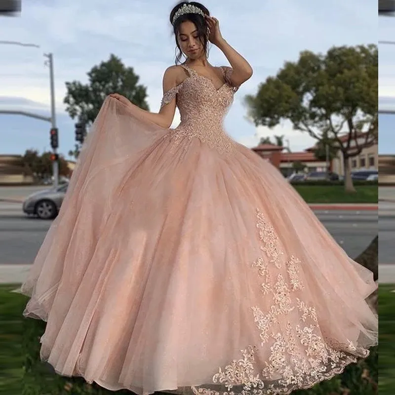 Sangle robe De bal Quinceanera robes 15 fête Sexy chérie dentelle robes De débutante anniversaire Ballkleid chaud
