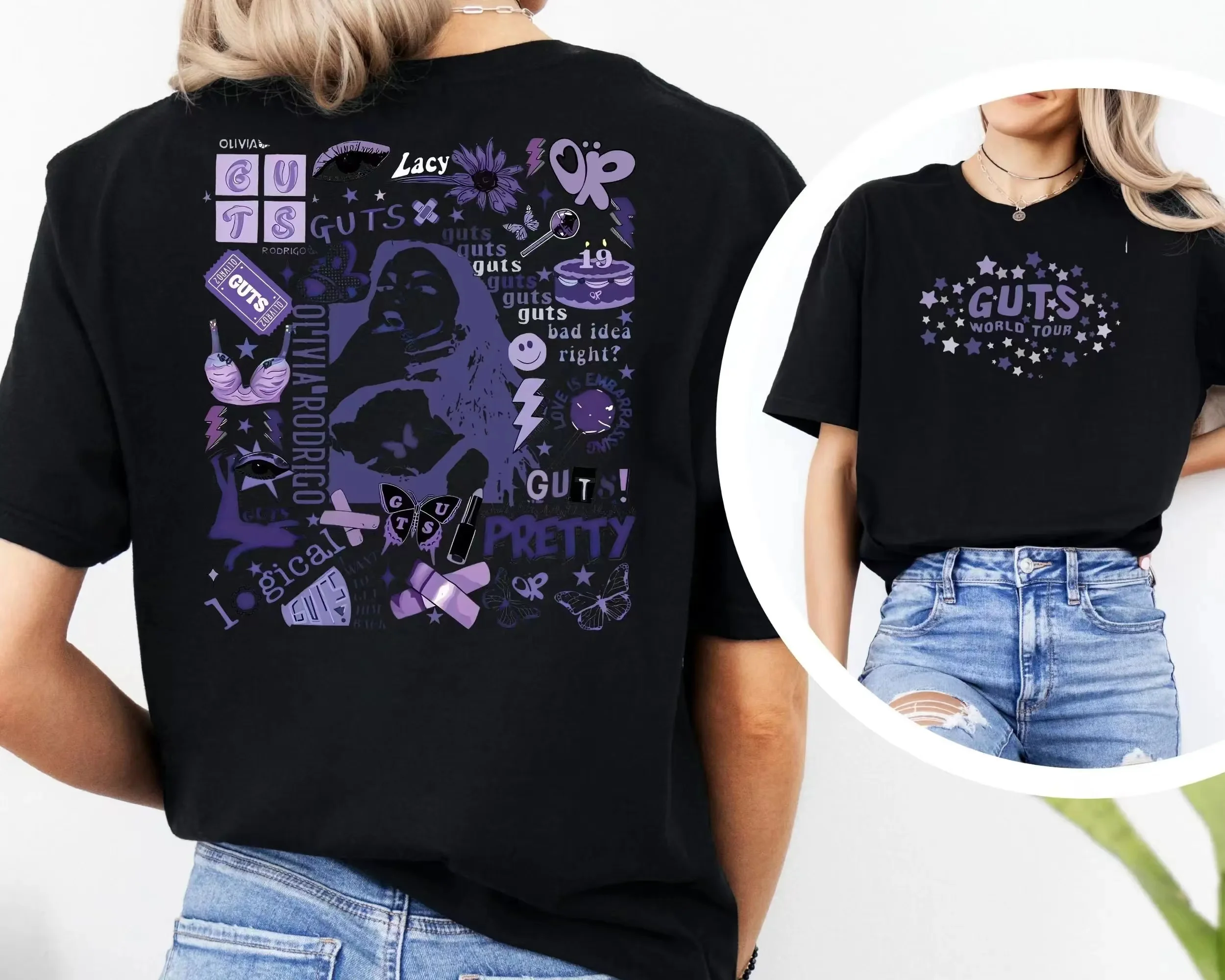 T-shirt Rodrigo Guts Tour pour homme et femme, haut en coton pour enfant, garçon et fille, marque rétro, Bad Emergency a Right, World Tour, mode 2024