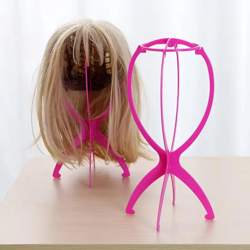 Support de perruque portable pliable, porte-perruque en plastique durable, supports d'extensions de cheveux courts de voyage, 1PC