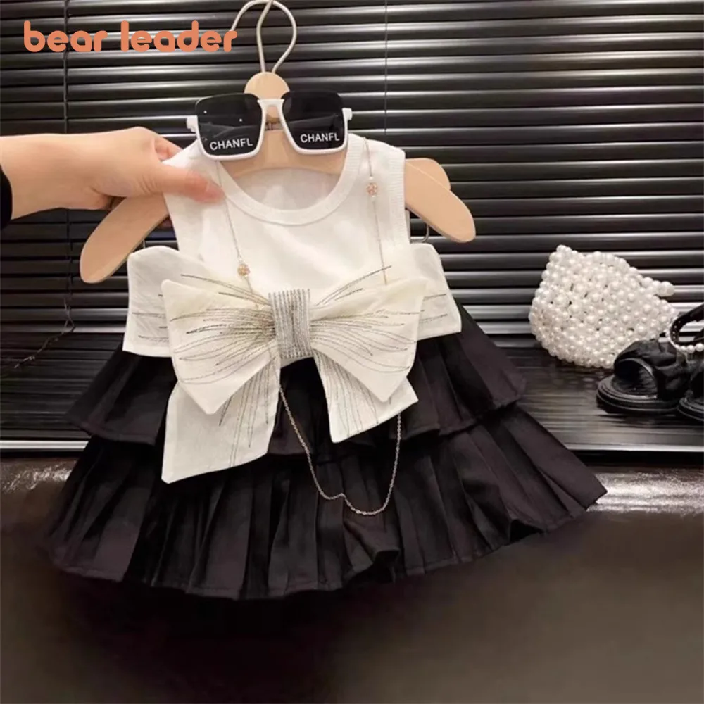 Bear Leader-Ensemble de Vêtements pour Bébé Fille, Jupes à Gâteaux et Grand Nministériels d, en Maille, 2 Pièces, 3-7 Ans