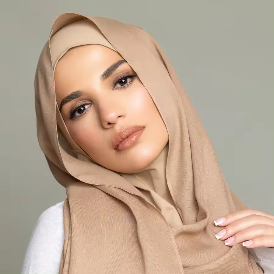 Écharpe hijab modal en mousseline de soie légère et unie, couleur assortie, respirante et parfaite de qualité supérieure