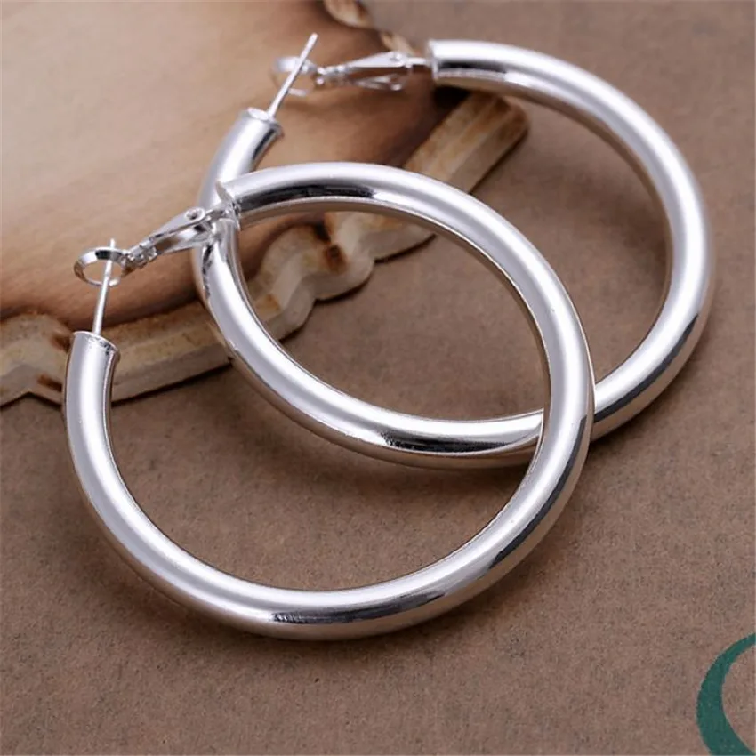 Boucles d'oreilles créoles grand cercle pour femme, argent regardé 925, beaux accessoires de mariage, bijoux de fête, cadeaux de Noël, mode, 5cm