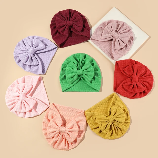 8 pièces/paquet bébé fille garçon Monochromatique noué Bonnet arc Turban chapeau infantile bonnets, Bonnet extérieur, H472