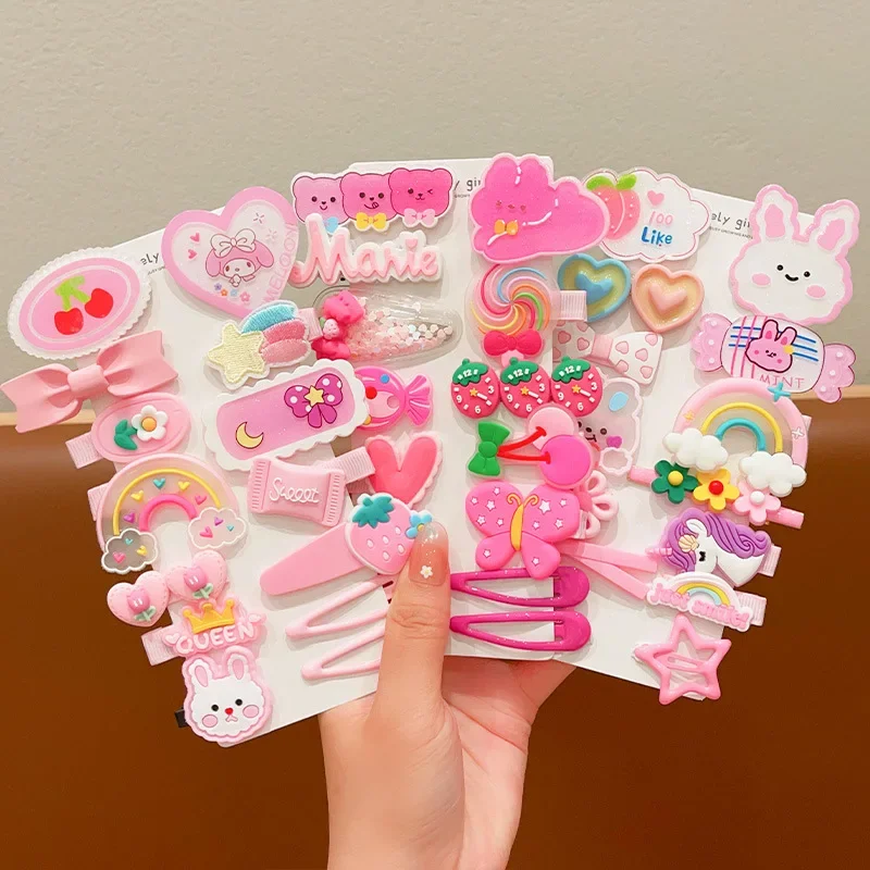 Nouveaux enfants épingle à cheveux ensembles petite fille dessin animé pinces à cheveux mignon bébé épingles à cheveux princesse cassé épingle à cheveux chapeaux cheveux accessoires