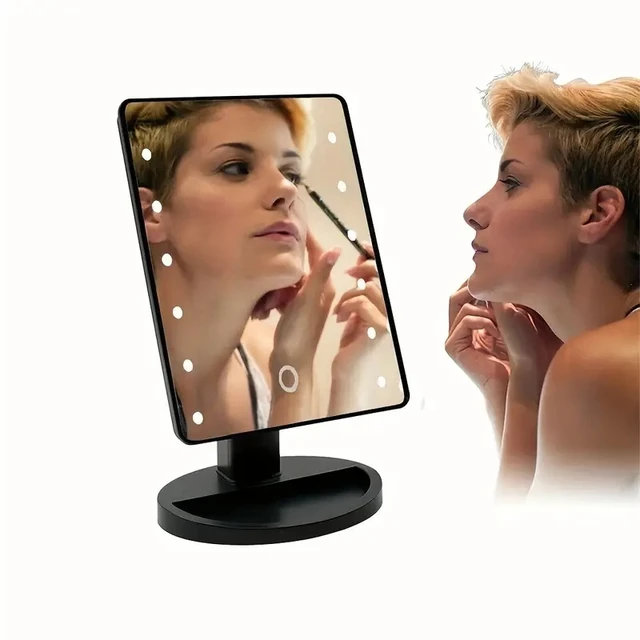 Miroir de maquillage éclairé, batterie carrée 4 * AA - utiliser un miroir de beauté, un miroir de vanité à écran tactile, des Brightnes – Image 3