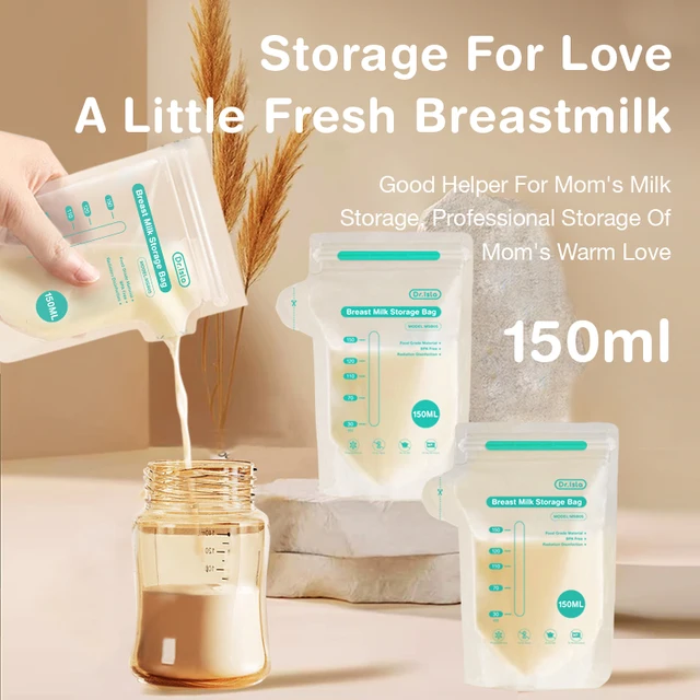 Dr.isla 100 pièces 150ML sac de stockage de lait maternel jetable petite capacité sac de stockage de lait congelé sans BPA sacs d'alimentation sûrs – Image 2