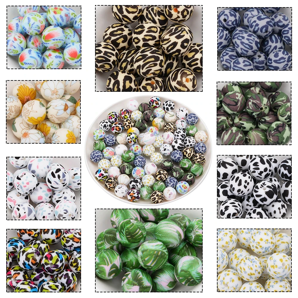 LOFCA 15mm Silicone perles rondes de qualité alimentaire bricolage sucette chaîne Bracelet sans BPA bébé dentition anneau de dentition collier accessoire perle