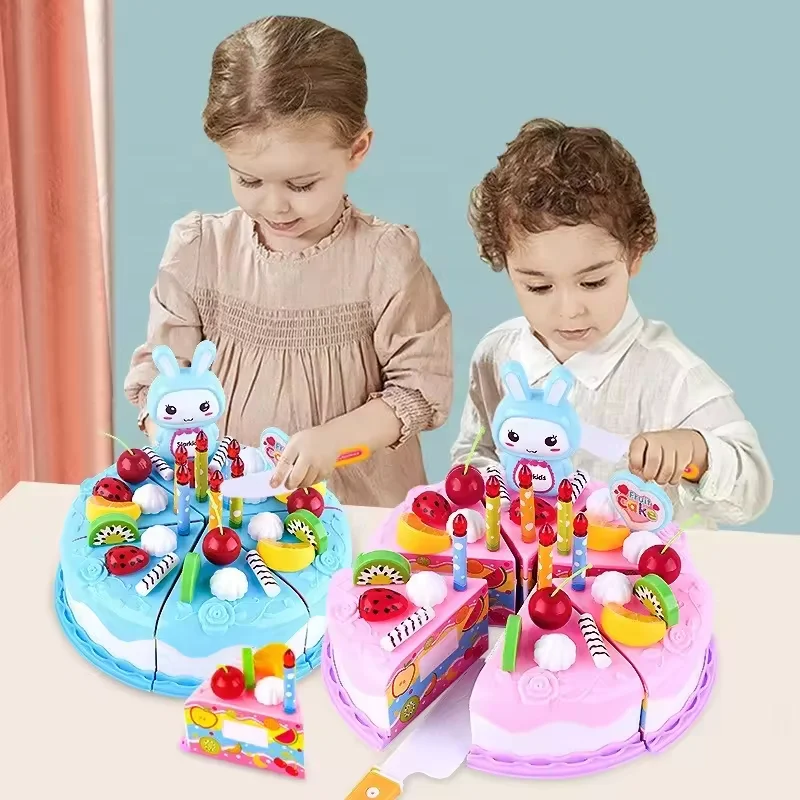 Enfants jouet Simulation bricolage gâteau d'anniversaire modèle cuisine semblant jouer maison coupe fruits nourriture jouet pour enfant en bas âge enfants cadeau garçon fille