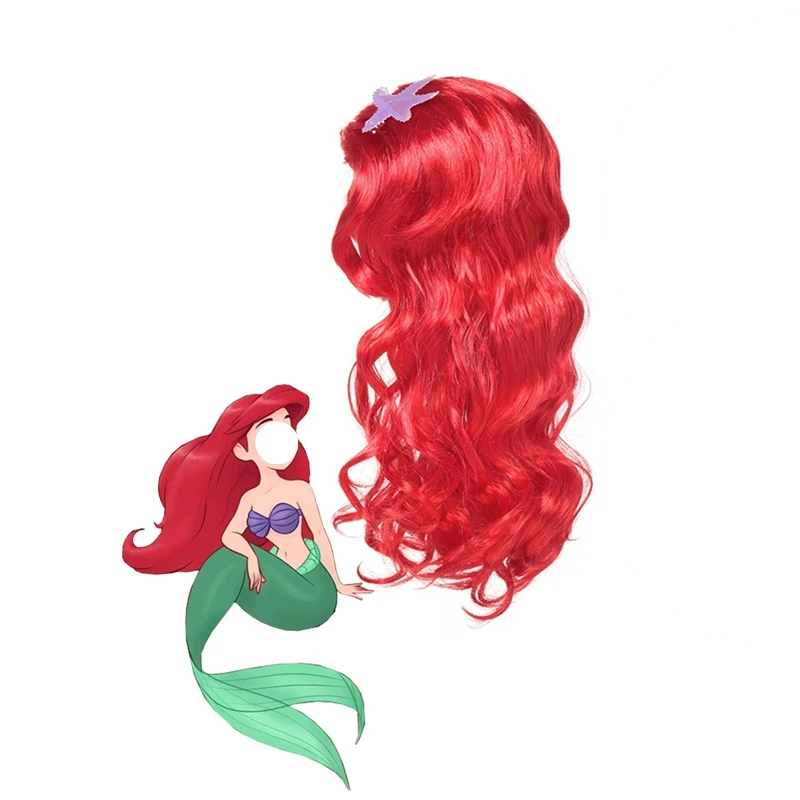 Accessoires petite sirène Ariel pour filles, collier couronne, cerceau pour cheveux, ensembles de gants de perruque, accessoires de Cosplay pour fête d'anniversaire d'halloween